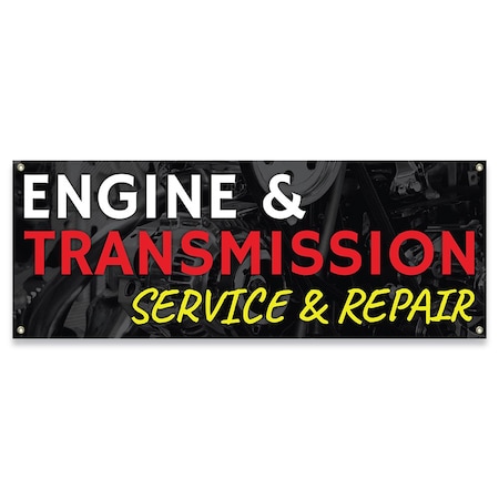 Signmission Engine and Transmission Service & Repair Banner Concession Stand Food Truck Single Sided B-30051